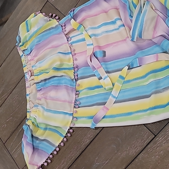 Buddy Love Shelly Unicorn Rainbow Pastel Stripe Maxi Dress Size L - Picture 5 of 13